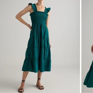 QUINCE organic cotton poplin smocked midi dress